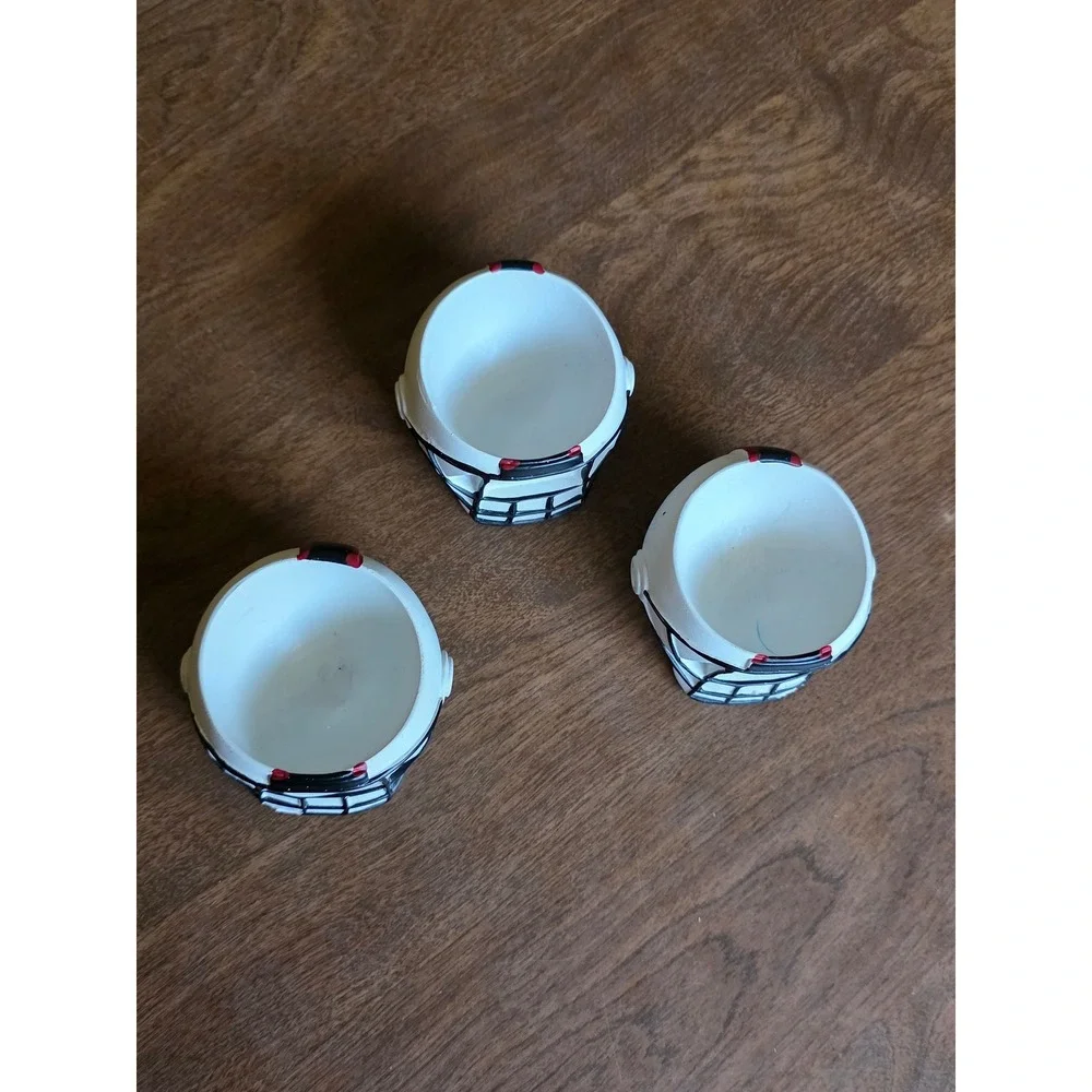Set of 3 Miniature Football Helmet stress Bowl holder White Sports Decor Novelty